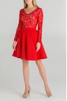 Короткое красное платье с верхом из кружева Gepura